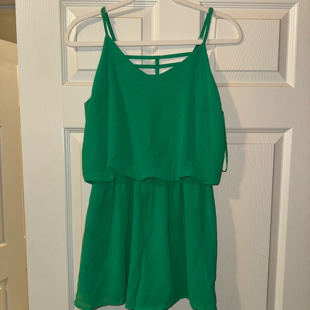 She + Sky Vibrant Green Crisscross Dress